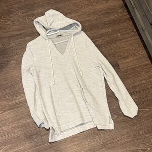 LOFT Light Gray Hooded Pullover Sweater